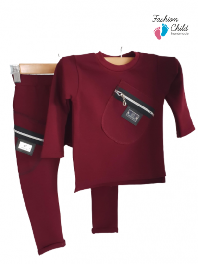 Komplet baggy z zamkiem - bordo