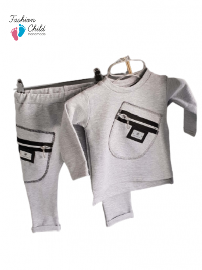 Komplet baggy z zamkiem - szarość